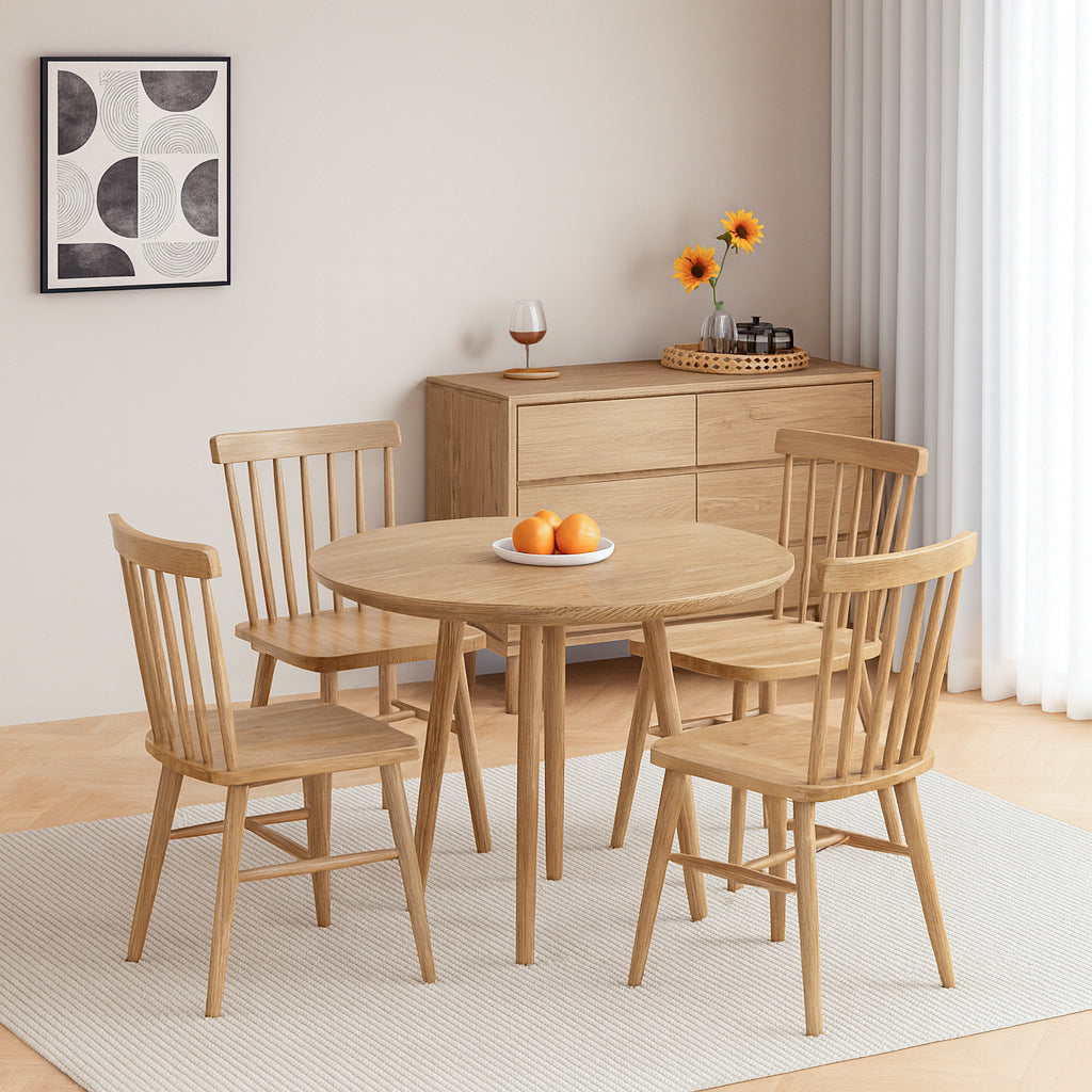 Chaise de salle à manger contemporaine en bois de frêne nord-américain nordique - Chaises à dossier rectangulaire pour salle à manger et cuisine 