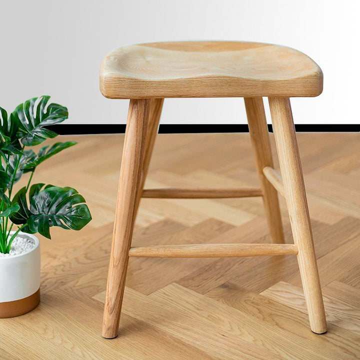 Silla de comedor con asiento de silla de montar de madera de fresno nórdica contemporánea de América del Norte - Sillas de madera curvadas para comedor y cocina 