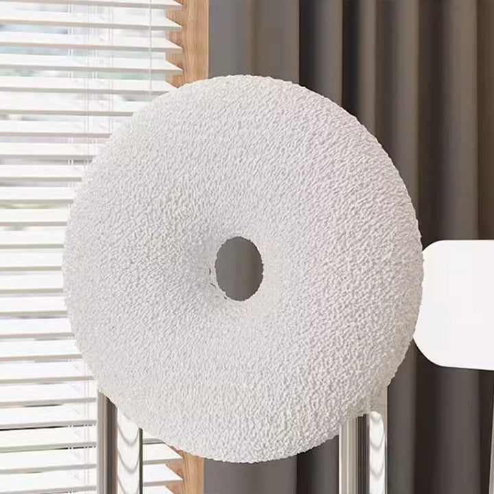 Taburete de tocador acrílico contemporáneo creativo en forma de dona con respaldo sin brazos de terciopelo para dormitorio 