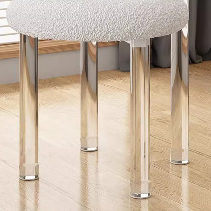 Taburete de tocador acrílico contemporáneo creativo en forma de dona con respaldo sin brazos de terciopelo para dormitorio 