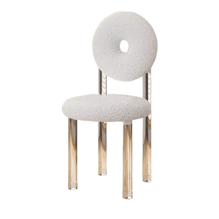 Taburete de tocador acrílico contemporáneo creativo en forma de dona con respaldo sin brazos de terciopelo para dormitorio 