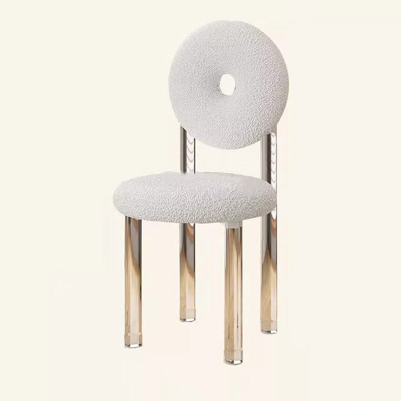 Taburete de tocador acrílico contemporáneo creativo en forma de dona con respaldo sin brazos de terciopelo para dormitorio 