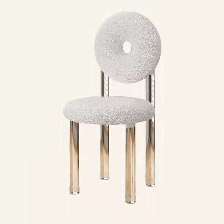 Taburete de tocador acrílico contemporáneo creativo en forma de dona con respaldo sin brazos de terciopelo para dormitorio 