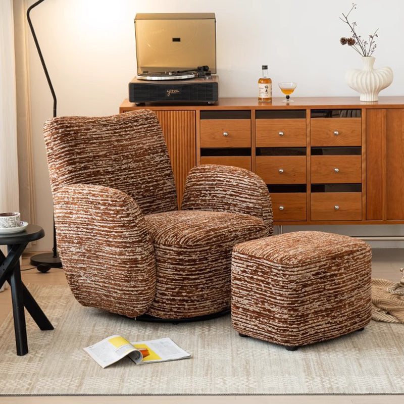 Fauteuil d’appoint traditionnel vintage rectangulaire en coton-lin et bois massif avec dossier et accoudoirs pour salon 