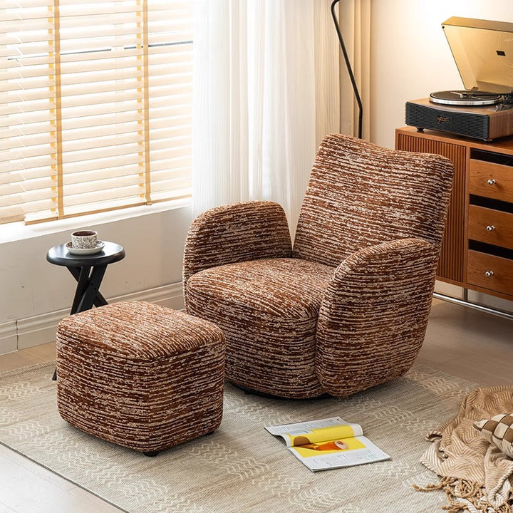 Traditional Vintage Rectangular Cotton-Linen Solid Wood Accent Chair Backrest Armrest For Living Room