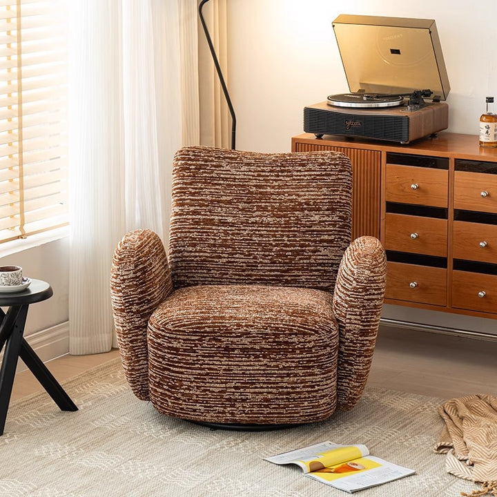 Traditional Vintage Rectangular Cotton-Linen Solid Wood Accent Chair Backrest Armrest For Living Room