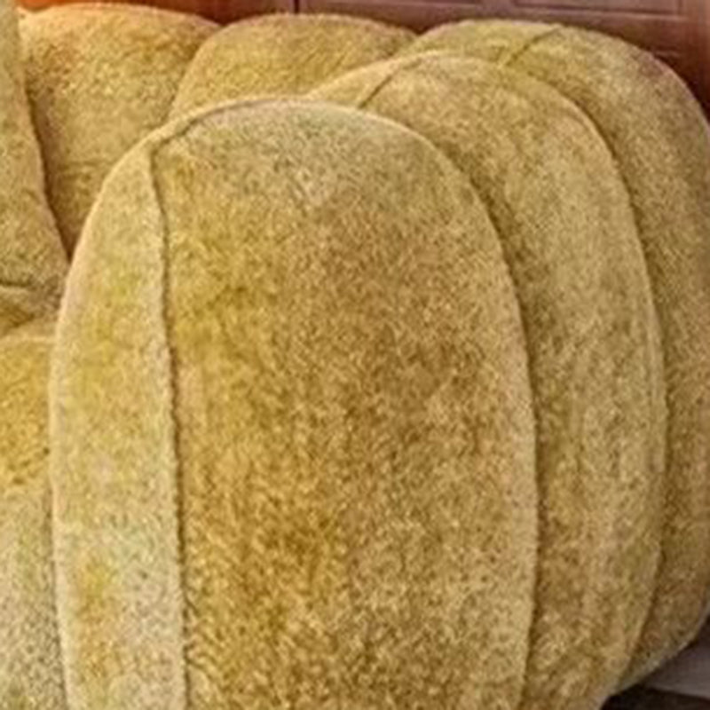Traditional French Pumpkin-Shaped Alpaca-like Fabric Pine Wood Accent Chair Backrest Armrest For Living Room
