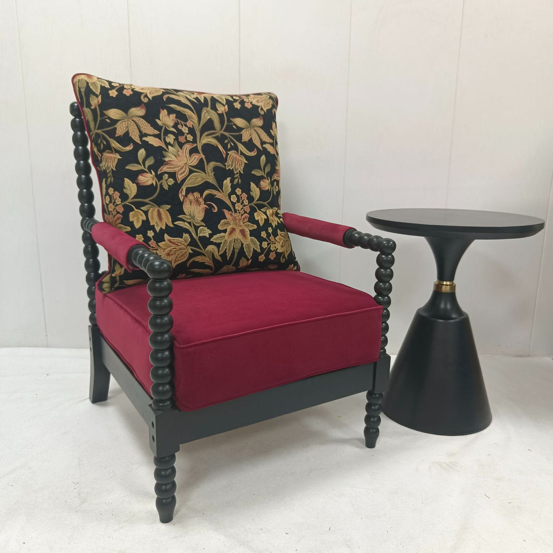 Traditional French Rectangular Velvet Oiled Leather Solid Wood Accent Chair Backrest Armrest For Living Room