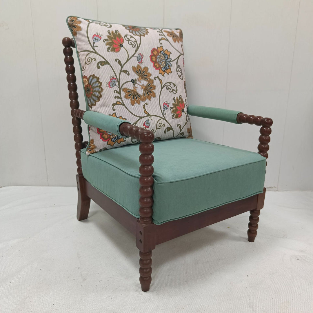 Traditional French Rectangular Velvet Oiled Leather Solid Wood Accent Chair Backrest Armrest For Living Room