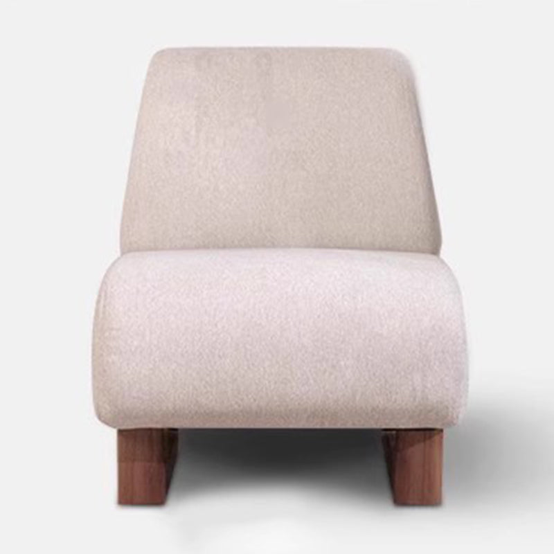 Contemporary Nordic Rectangular Linen-Cotton Loop Velvet Ash Wood Stainless Steel Accent Chair Backrest Armless For Living Room