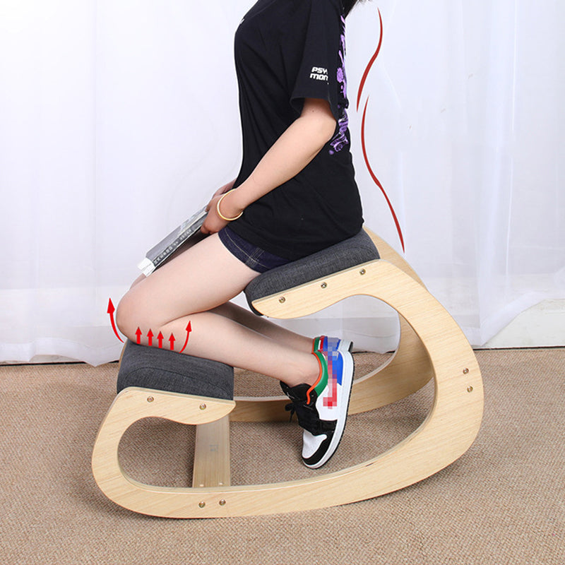 Chaise de correction moderne minimaliste incurvée pour enfants en bois massif coton-lin, chaise de bureau sans accoudoirs ni dossier pour la maison et le bureau 