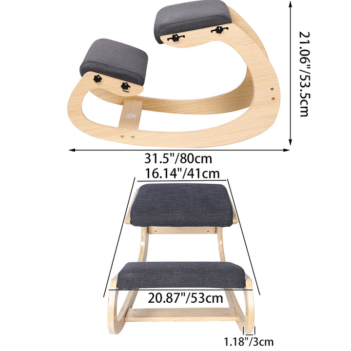 Moderno Minimalista Curvado Niños Madera Maciza Algodón-Lino Silla de Corrección Silla de Escritorio Sin Brazos Sin Respaldo Para Oficina en Casa 