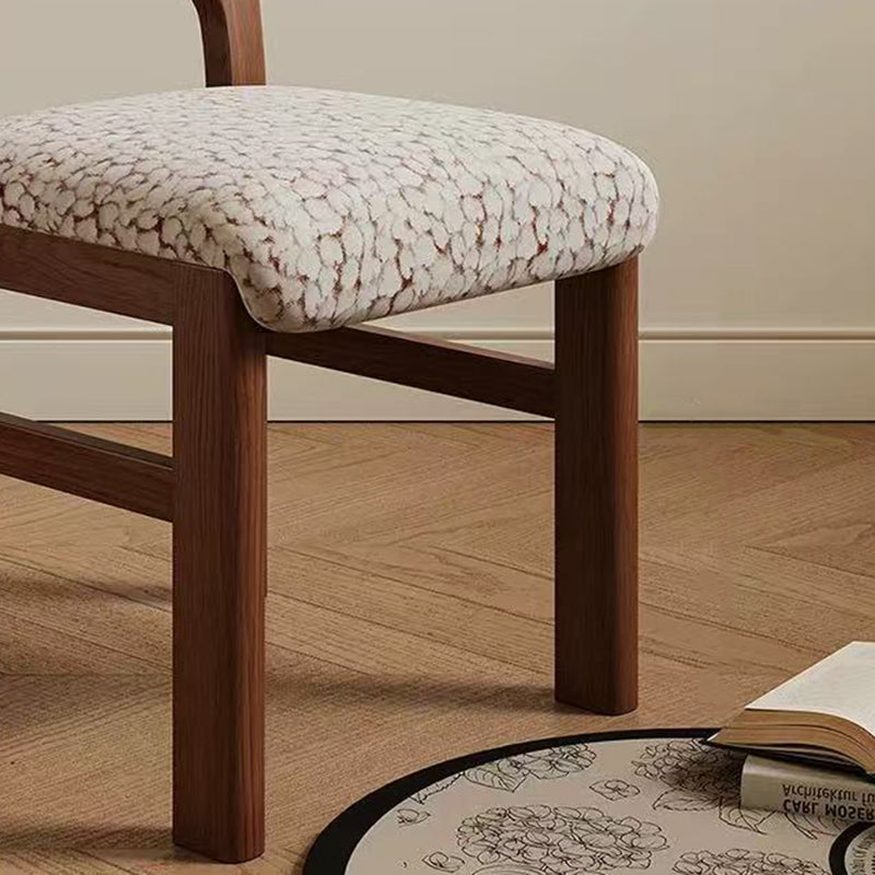 Traditional French Curved Solid Wood Sherpa Fabric Velvet Dining Chair Backrest Armless For Dining Room &amp; Kitchen