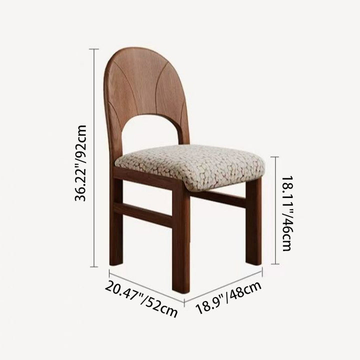 Traditional French Curved Solid Wood Sherpa Fabric Velvet Dining Chair Backrest Armless For Dining Room &amp; Kitchen