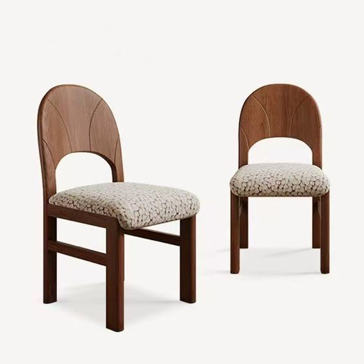 Traditional French Curved Solid Wood Sherpa Fabric Velvet Dining Chair Backrest Armless For Dining Room &amp; Kitchen