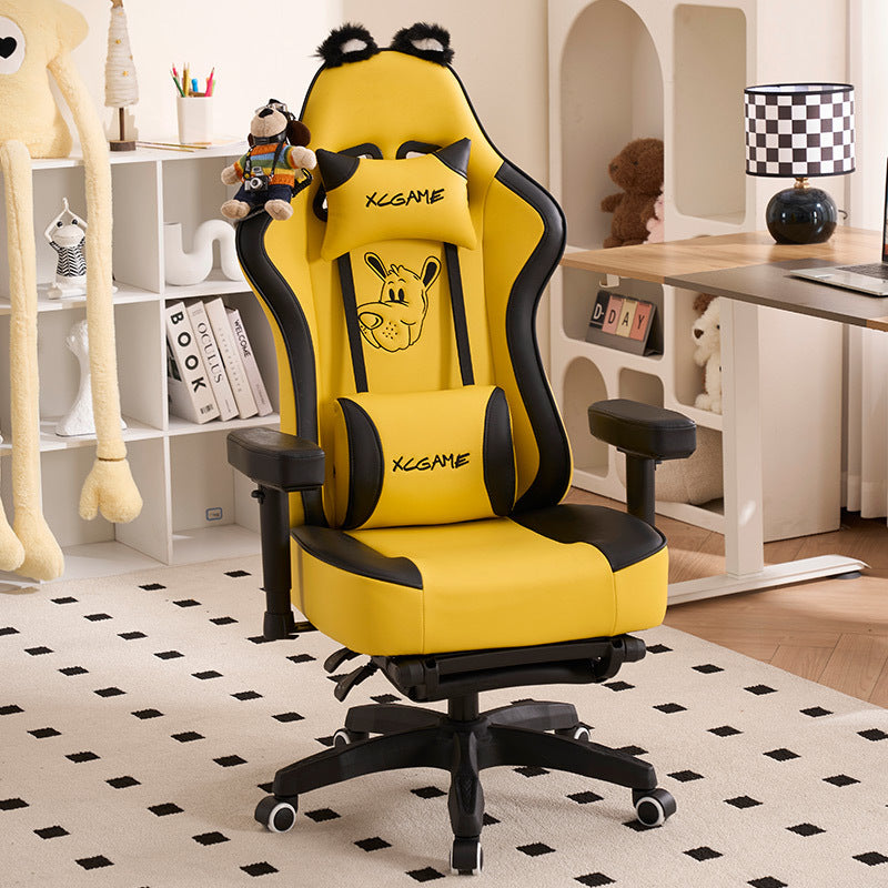 Chaise de bureau rectangulaire contemporaine Creative Panda en microfibre cuir, acier et nylon, avec dossier réglable, accoudoirs pivotants et réglables en hauteur pour la maison et le bureau 