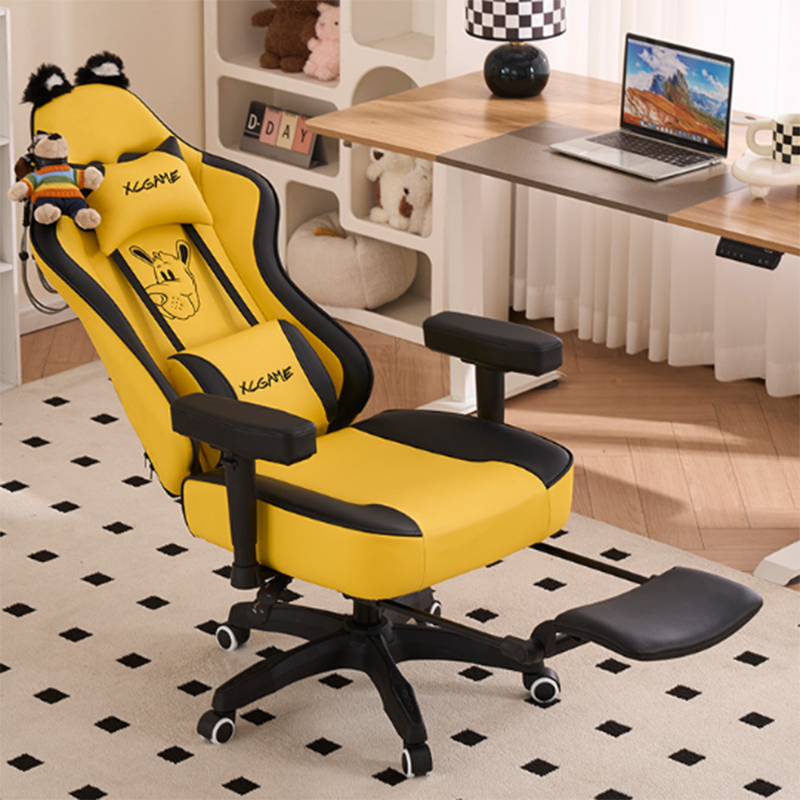 Chaise de bureau rectangulaire contemporaine Creative Panda en microfibre cuir, acier et nylon, avec dossier réglable, accoudoirs pivotants et réglables en hauteur pour la maison et le bureau 