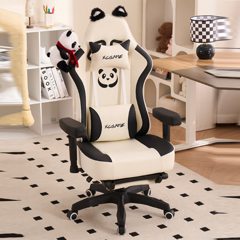 Contemporary Creative Panda Rectangular Microfiber Leather Steel Nylon ...
