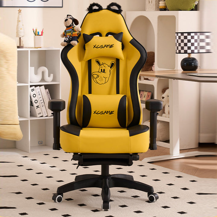 Chaise de bureau rectangulaire contemporaine Creative Panda en microfibre cuir, acier et nylon, avec dossier réglable, accoudoirs pivotants et réglables en hauteur pour la maison et le bureau 