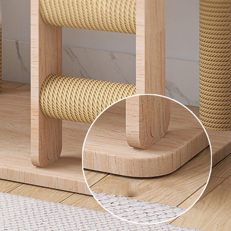 Contemporary Creative Cylindrical Trapezoid Solid Wood Hemp Rope Cat Tree For Living Room