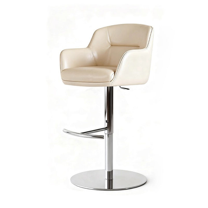 Moderner minimalistischer gebogener Stoff-Ökoleder-Edelstahl-Barhocker mit Rückenlehne und Armlehne für Esszimmer &amp; Küche 
