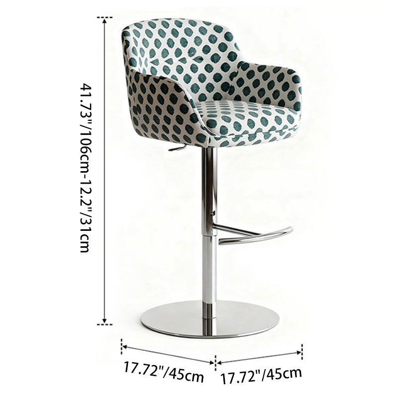 Moderner minimalistischer gebogener Stoff-Ökoleder-Edelstahl-Barhocker mit Rückenlehne und Armlehne für Esszimmer &amp; Küche 