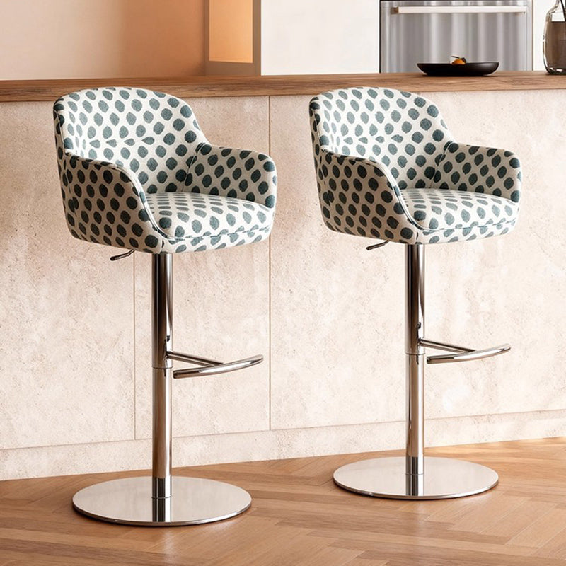Moderner minimalistischer gebogener Stoff-Ökoleder-Edelstahl-Barhocker mit Rückenlehne und Armlehne für Esszimmer &amp; Küche 