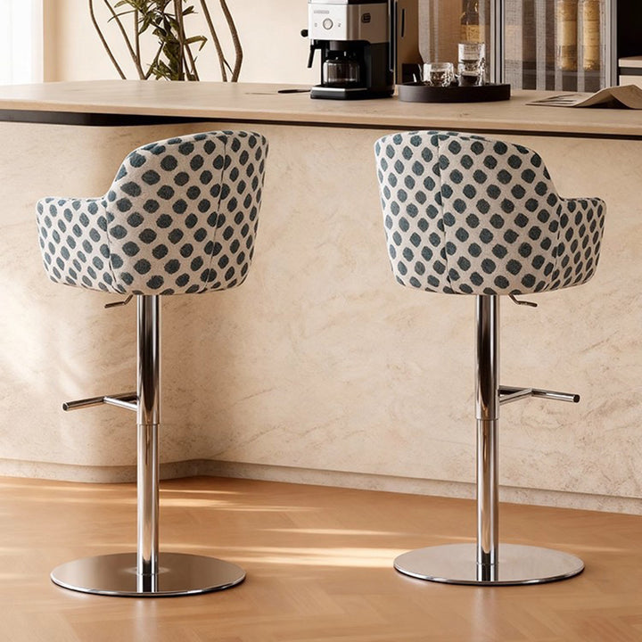 Moderner minimalistischer gebogener Stoff-Ökoleder-Edelstahl-Barhocker mit Rückenlehne und Armlehne für Esszimmer &amp; Küche 