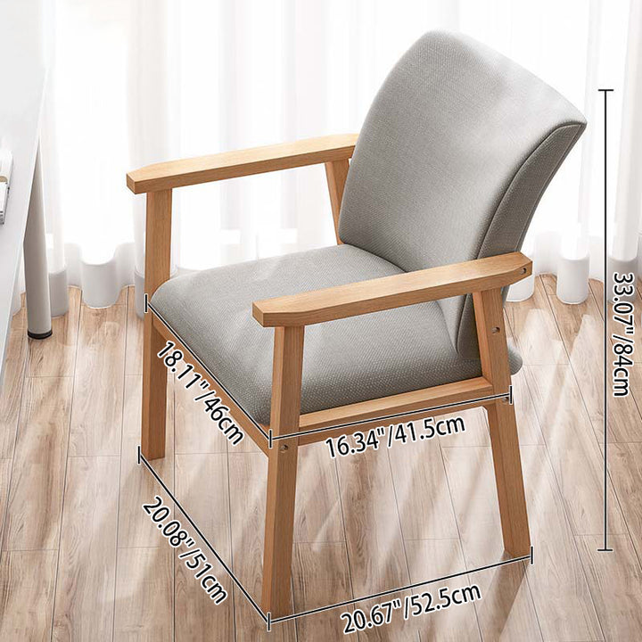 Modern Minimalist Rectangular Fabric Rubberwood Accent Chair Backrest Armrest For Living Room