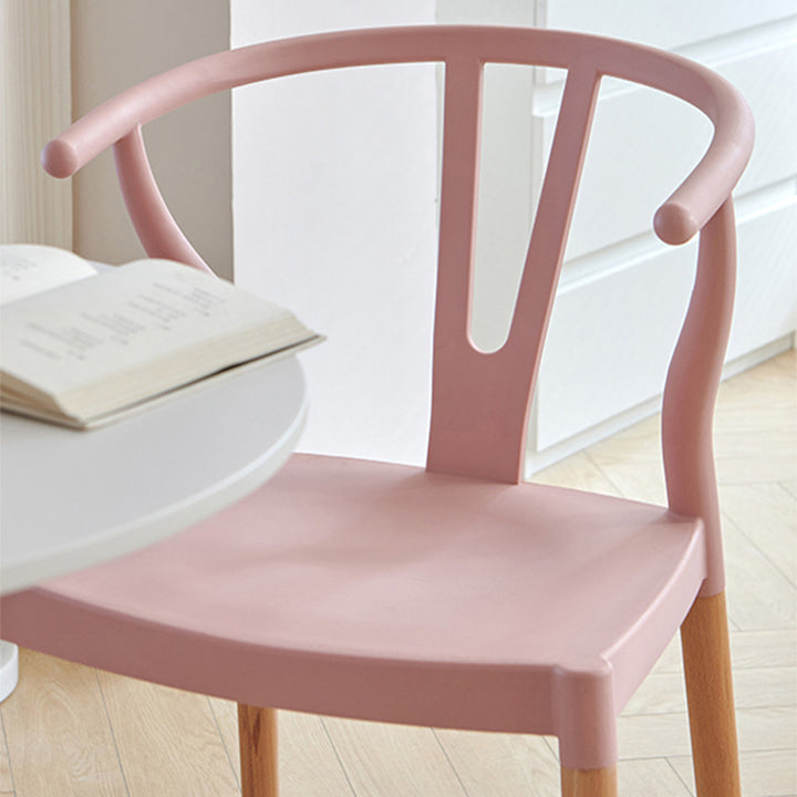 Chaise de salle à manger moderne minimaliste incurvée en PP et bois de hêtre, sans accoudoirs, pour salle à manger et cuisine 