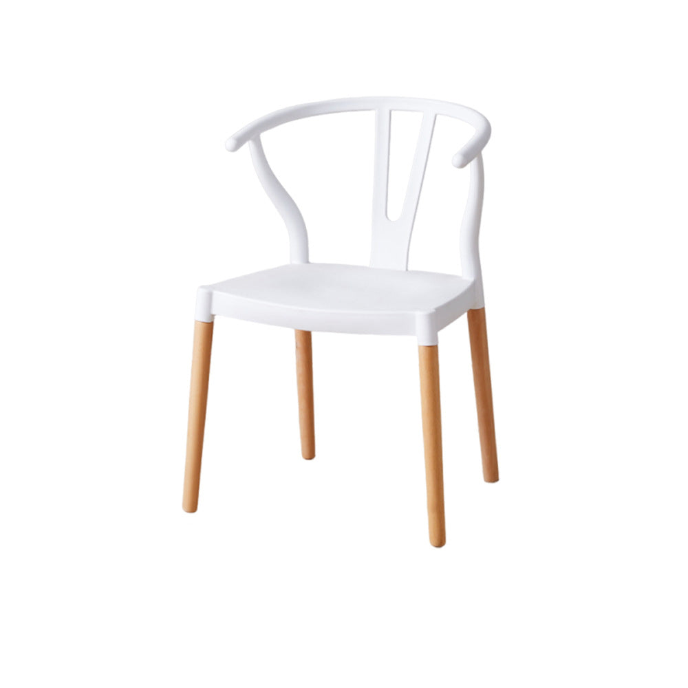 Chaise de salle à manger moderne minimaliste incurvée en PP et bois de hêtre, sans accoudoirs, pour salle à manger et cuisine 
