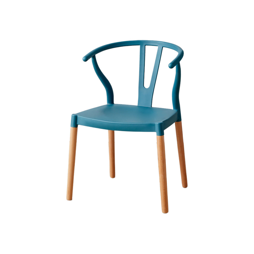 Chaise de salle à manger moderne minimaliste incurvée en PP et bois de hêtre, sans accoudoirs, pour salle à manger et cuisine 
