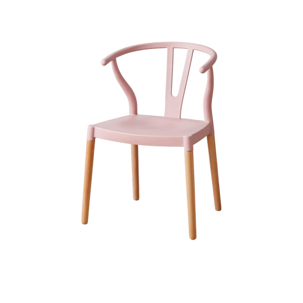 Chaise de salle à manger moderne minimaliste incurvée en PP et bois de hêtre, sans accoudoirs, pour salle à manger et cuisine 