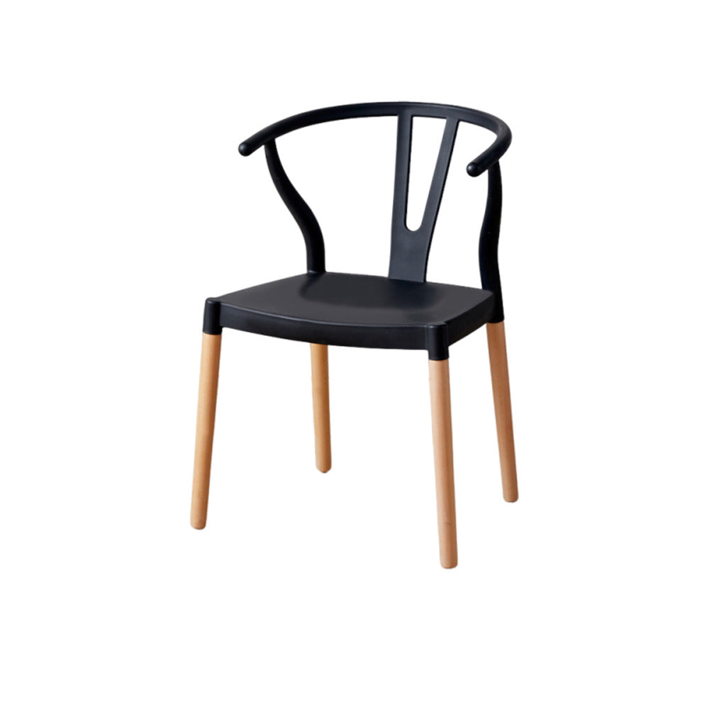 Chaise de salle à manger moderne minimaliste incurvée en PP et bois de hêtre, sans accoudoirs, pour salle à manger et cuisine 