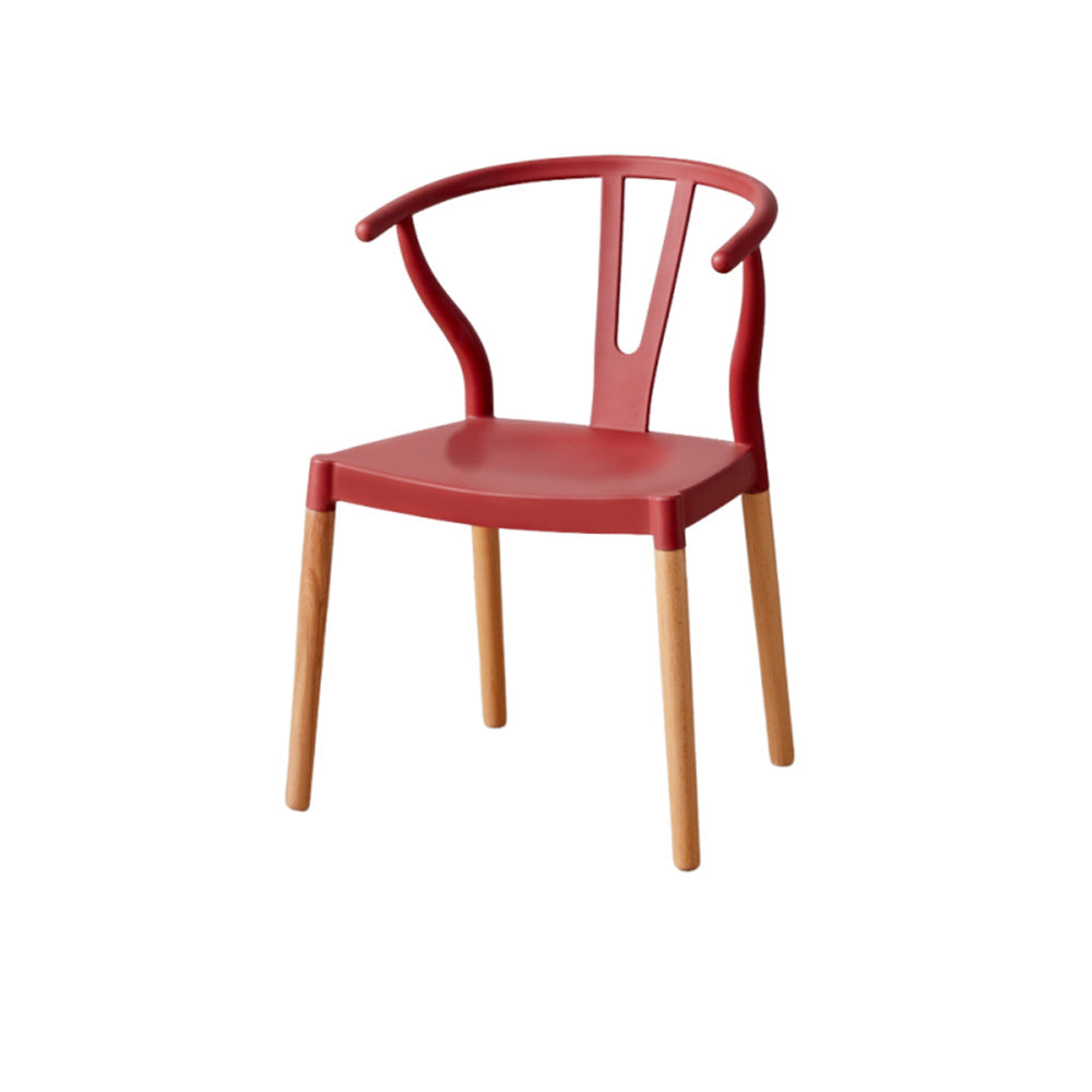 Chaise de salle à manger moderne minimaliste incurvée en PP et bois de hêtre, sans accoudoirs, pour salle à manger et cuisine 
