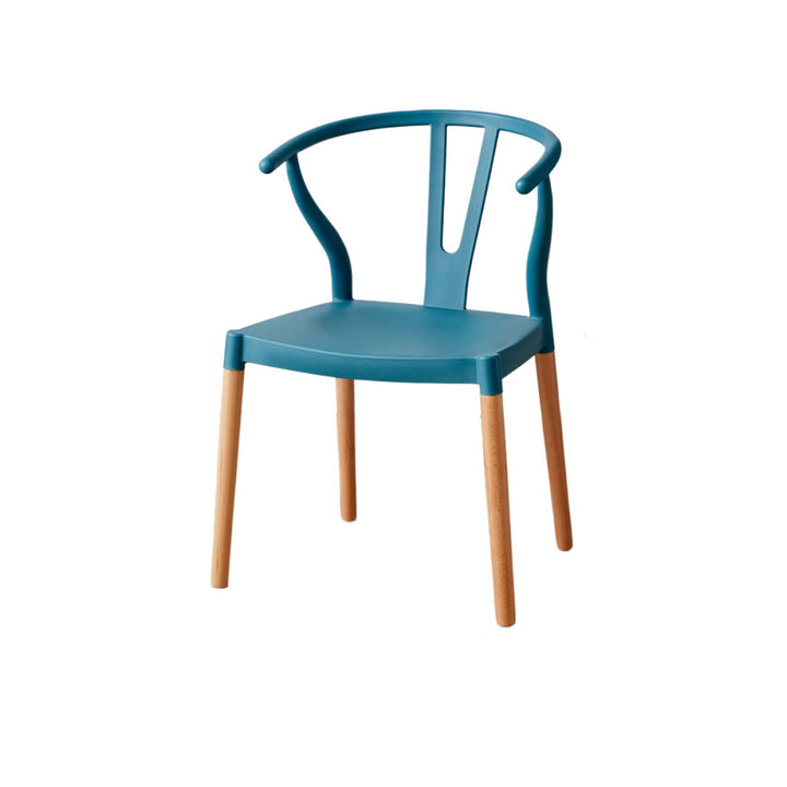 Chaise de salle à manger moderne minimaliste incurvée en PP et bois de hêtre, sans accoudoirs, pour salle à manger et cuisine 