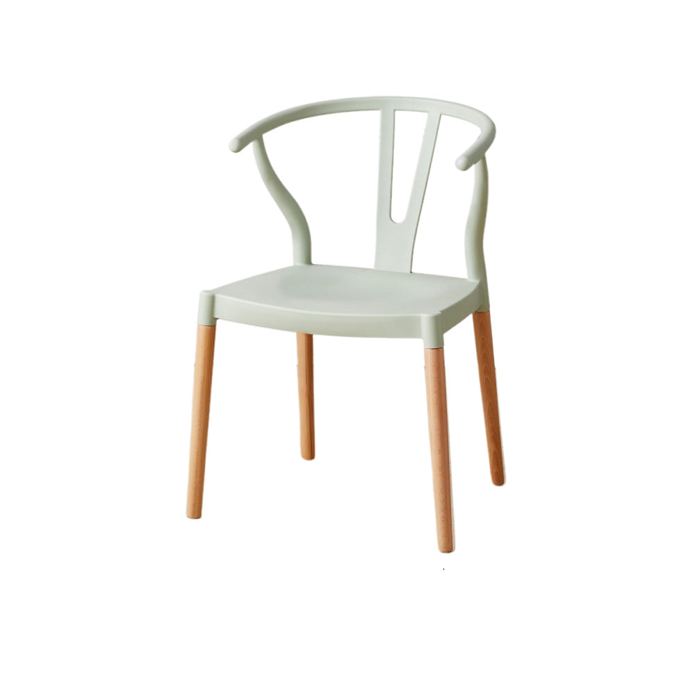 Chaise de salle à manger moderne minimaliste incurvée en PP et bois de hêtre, sans accoudoirs, pour salle à manger et cuisine 