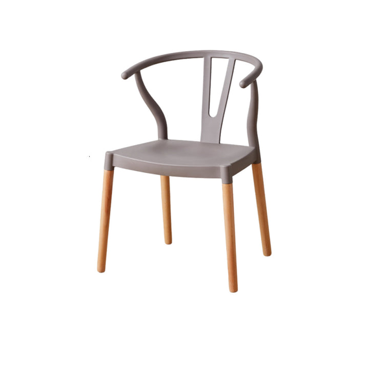 Chaise de salle à manger moderne minimaliste incurvée en PP et bois de hêtre, sans accoudoirs, pour salle à manger et cuisine 