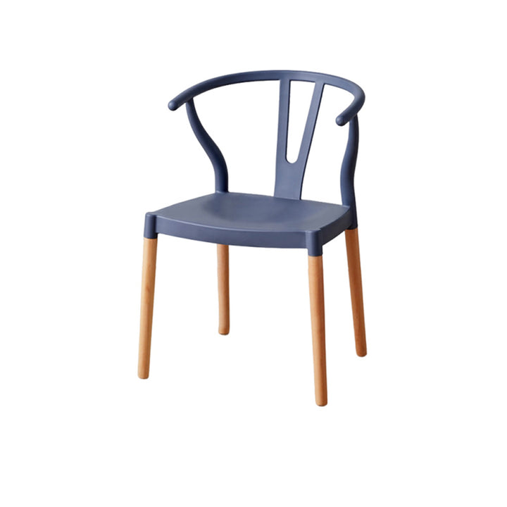 Chaise de salle à manger moderne minimaliste incurvée en PP et bois de hêtre, sans accoudoirs, pour salle à manger et cuisine 