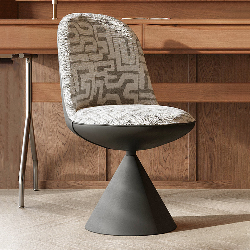 Tabouret de coiffeuse moderne minimaliste en tissu jacquard conique incurvé en acier au carbone, sans dossier ni accoudoirs, pour chambre à coucher 
