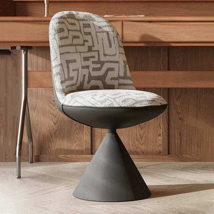Tabouret de coiffeuse moderne minimaliste en tissu jacquard conique incurvé en acier au carbone, sans dossier ni accoudoirs, pour chambre à coucher 