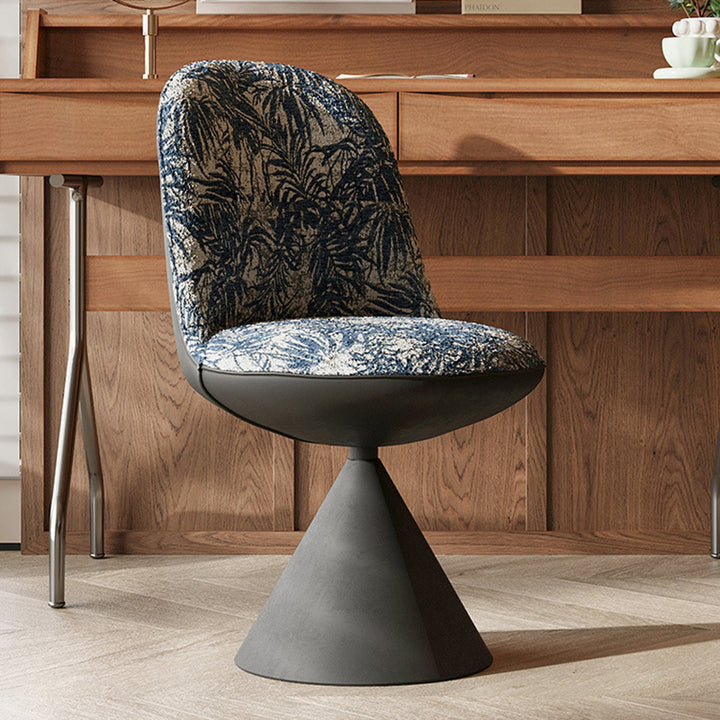 Tabouret de coiffeuse moderne minimaliste en tissu jacquard conique incurvé en acier au carbone, sans dossier ni accoudoirs, pour chambre à coucher 