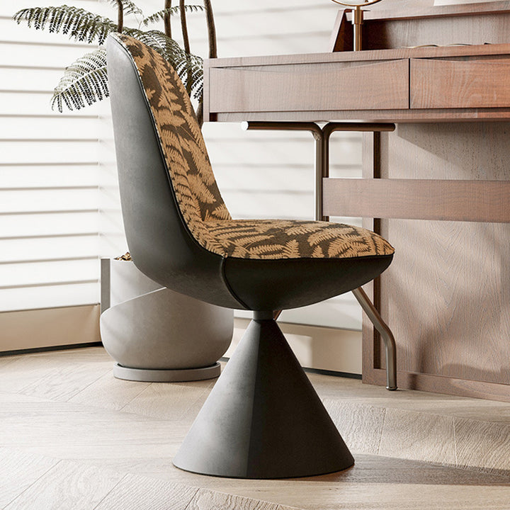Tabouret de coiffeuse moderne minimaliste en tissu jacquard conique incurvé en acier au carbone, sans dossier ni accoudoirs, pour chambre à coucher 