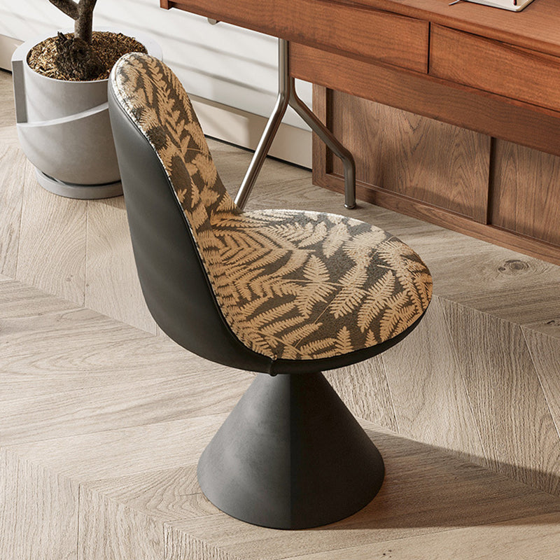 Tabouret de coiffeuse moderne minimaliste en tissu jacquard conique incurvé en acier au carbone, sans dossier ni accoudoirs, pour chambre à coucher 