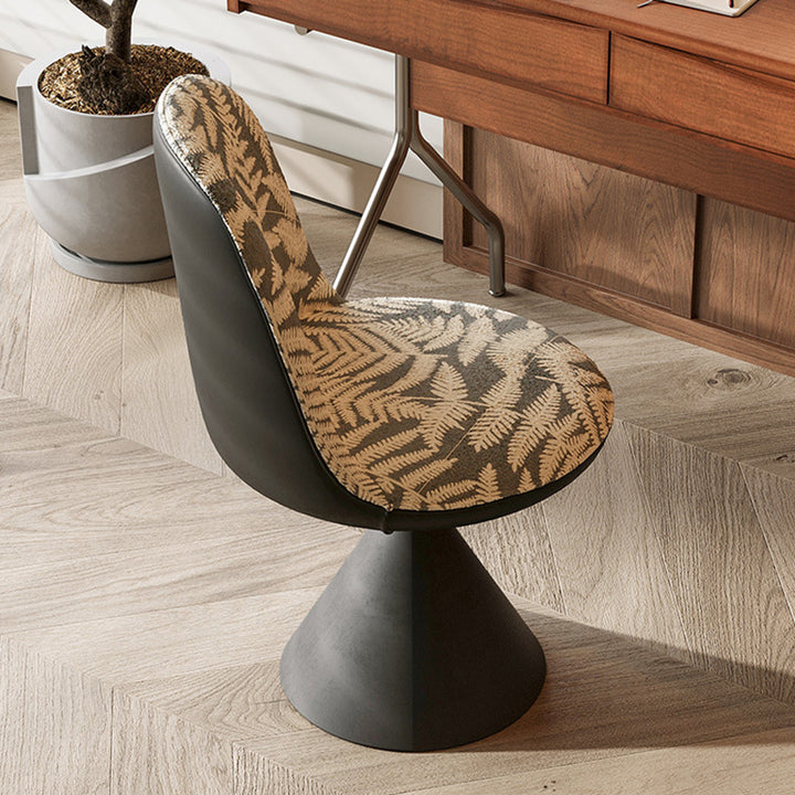 Tabouret de coiffeuse moderne minimaliste en tissu jacquard conique incurvé en acier au carbone, sans dossier ni accoudoirs, pour chambre à coucher 