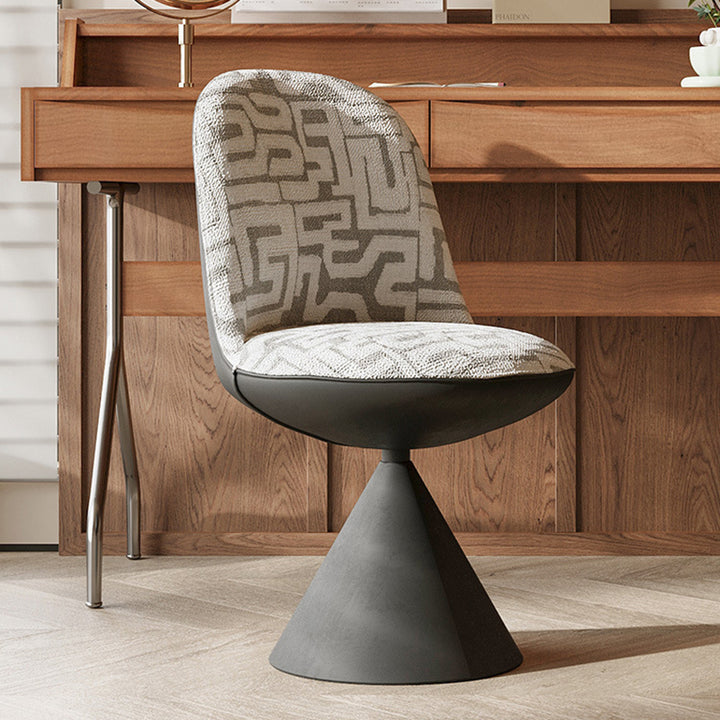 Tabouret de coiffeuse moderne minimaliste en tissu jacquard conique incurvé en acier au carbone, sans dossier ni accoudoirs, pour chambre à coucher 