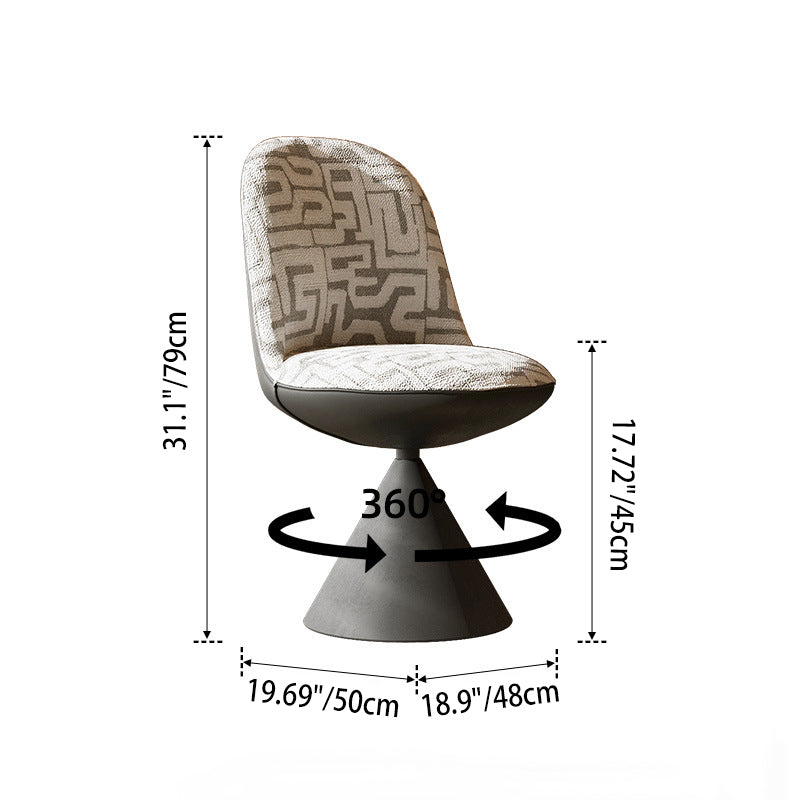 Tabouret de coiffeuse moderne minimaliste en tissu jacquard conique incurvé en acier au carbone, sans dossier ni accoudoirs, pour chambre à coucher 