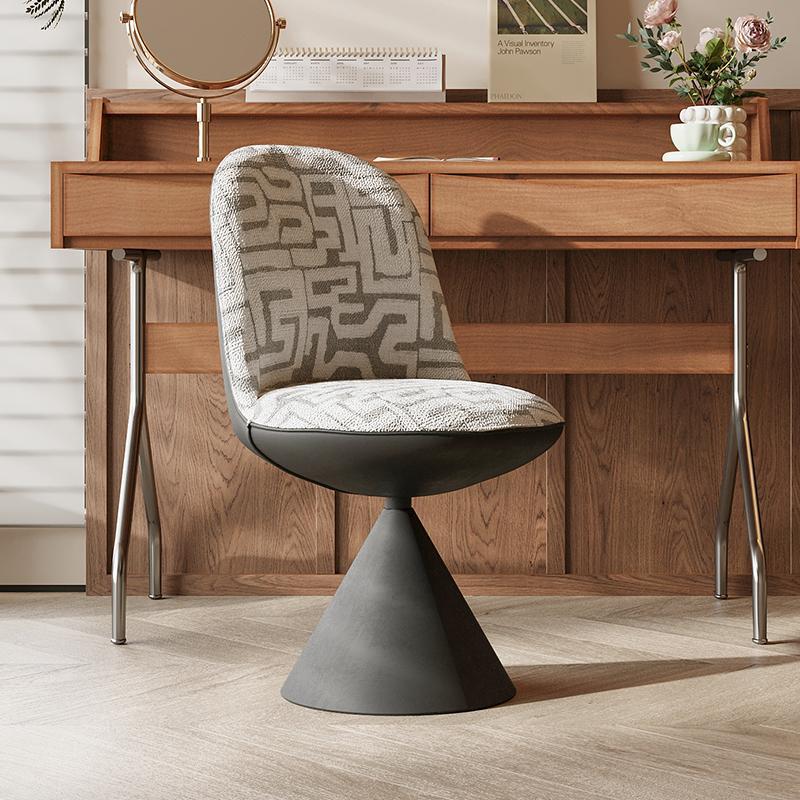 Tabouret de coiffeuse moderne minimaliste en tissu jacquard conique incurvé en acier au carbone, sans dossier ni accoudoirs, pour chambre à coucher 