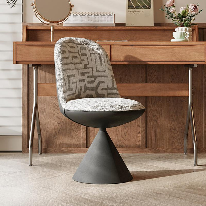 Tabouret de coiffeuse moderne minimaliste en tissu jacquard conique incurvé en acier au carbone, sans dossier ni accoudoirs, pour chambre à coucher 