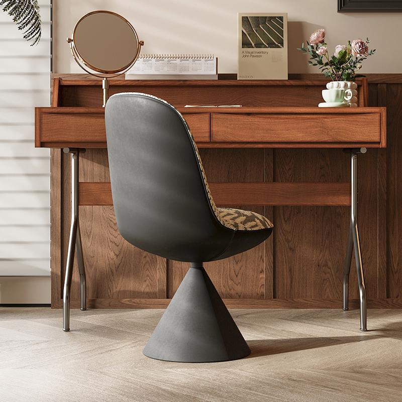 Tabouret de coiffeuse moderne minimaliste en tissu jacquard conique incurvé en acier au carbone, sans dossier ni accoudoirs, pour chambre à coucher 